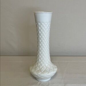 Vintage RANDALL Milk Glass Diamond Cut Bud Vase
